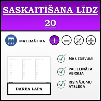 Darba lapa: Saskaitīšana līdz 20