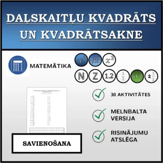 Savienošanas uzdevums: Daļskaitļu kvadrāts un kvadrātsakne