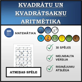 Atmiņas spēle: Kvadrātu un kvadrātsakņu aritmētika