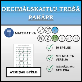 Atmiņas spēle: Decimālskaitļu trešā pakāpe