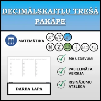 Darba lapa: Decimālskaitļu trešā pakāpe