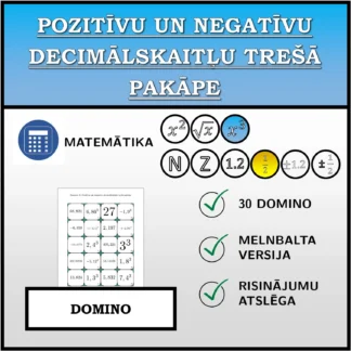 Domino: Pozitīvu un negatīvu decimālskaitļu trešā pakāpe