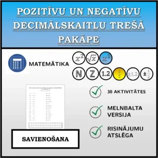 Savienošanas uzdevums: Pozitīvu un negatīvu decimālskaitļu trešā pakāpe