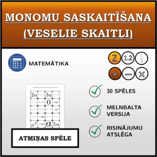 Atmiņas spēle: Monomu saskaitīšana (veselie skaitļi)