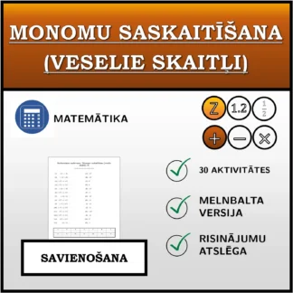 Savienošanas uzdevums: Monomu saskaitīšana (veselie skaitļi)