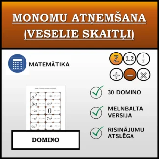 Domino: Monomu atņemšana (veselie skaitļi)