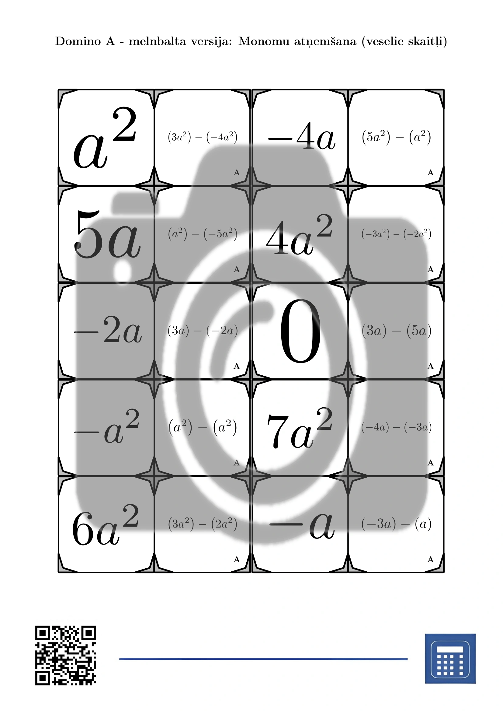 Domino: Monomu atņemšana (veselie skaitļi) - Image 3