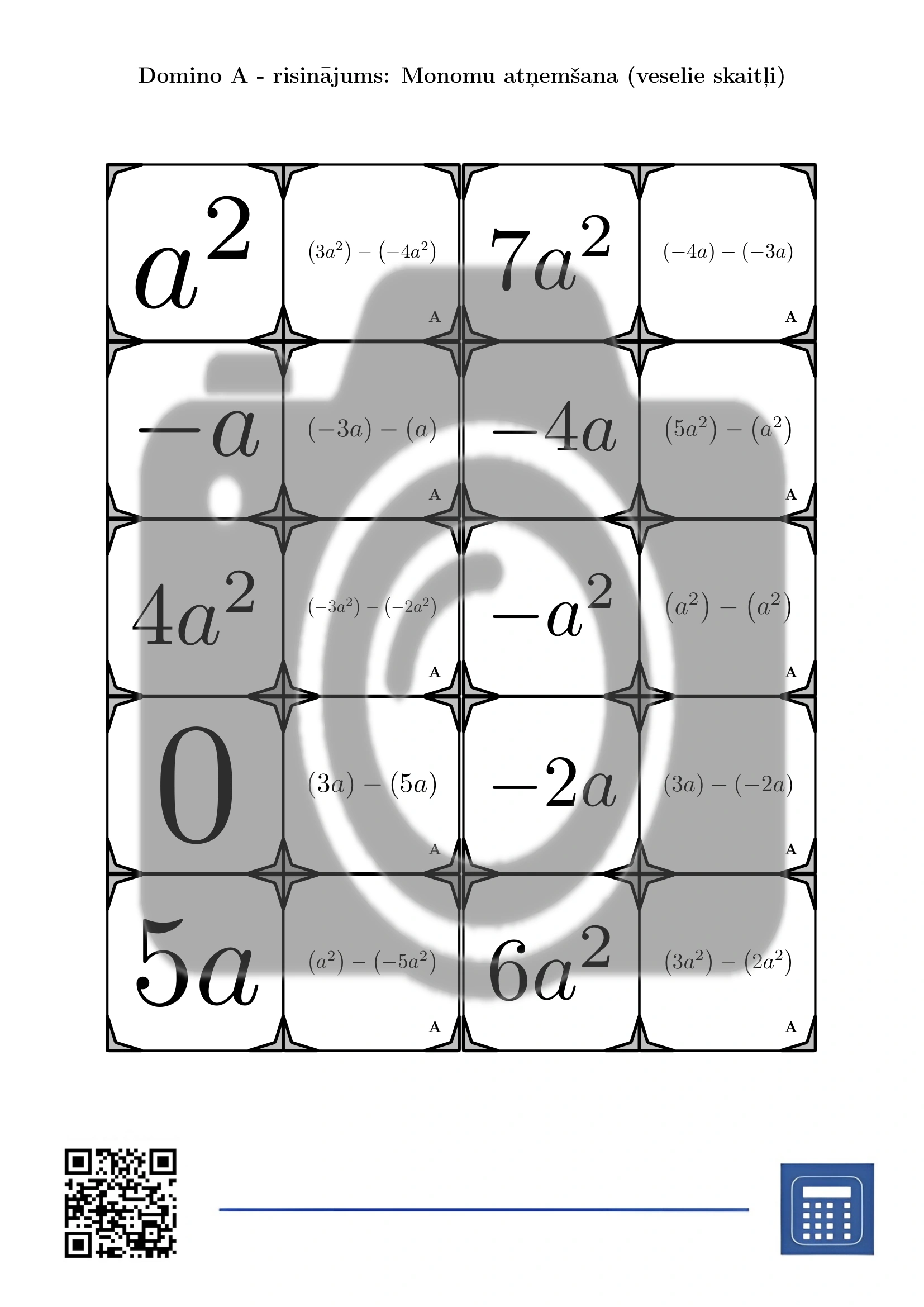 Domino: Monomu atņemšana (veselie skaitļi) - Image 4