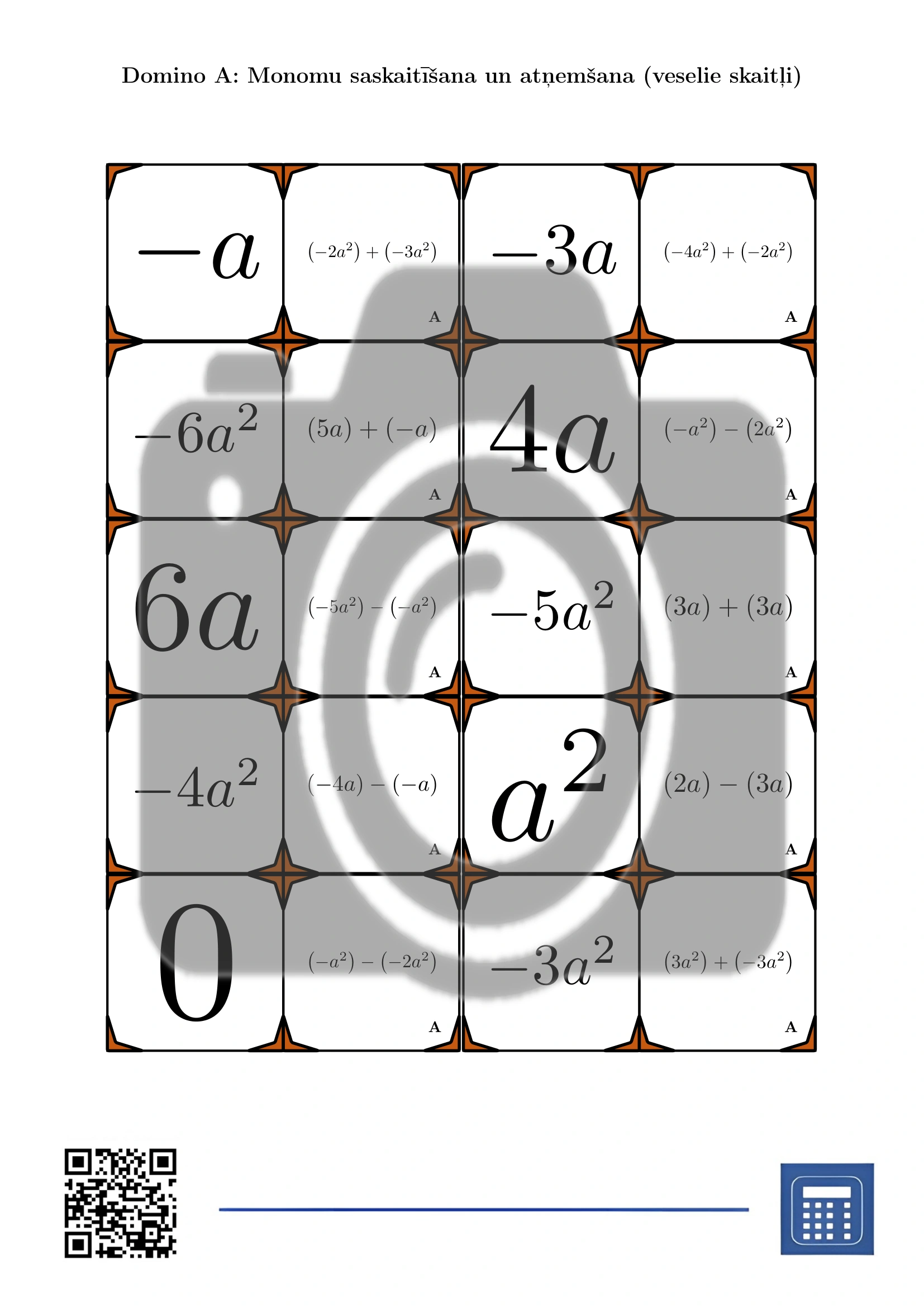 Domino: Monomu saskaitīšana un atņemšana (veselie skaitļi) - Image 2