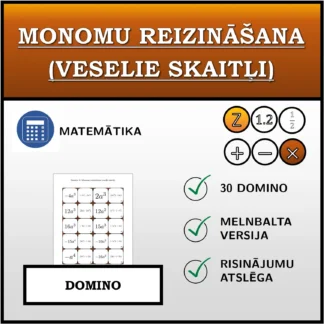 Domino: Monomu reizināšana (veselie skaitļi)