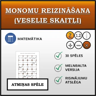 Atmiņas spēle: Monomu reizināšana (veselie skaitļi)