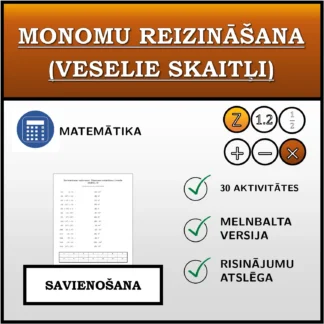 Savienošanas uzdevums: Monomu reizināšana (veselie skaitļi)