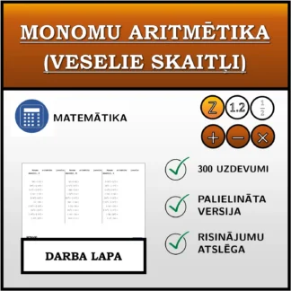 Darba lapa: Monomu aritmētika (veselie skaitļi)