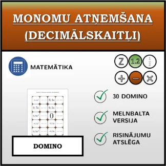 Domino: Monomu atņemšana (decimālskaitļi)