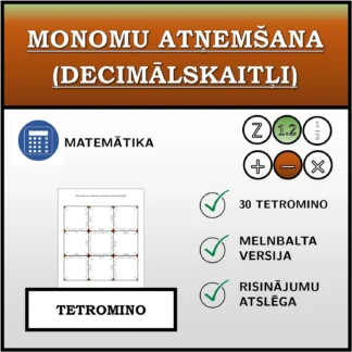 Tetromino: Monomu atņemšana (decimālskaitļi)