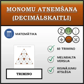 Trimino: Monomu atņemšana (decimālskaitļi)