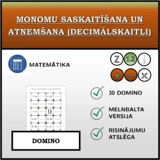 Domino: Monomu saskaitīšana un atņemšana (decimālskaitļi)