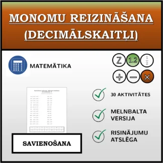 Savienošanas uzdevums: Monomu reizināšana (decimālskaitļi)