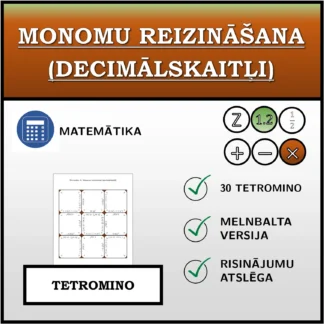 Tetromino: Monomu reizināšana (decimālskaitļi)