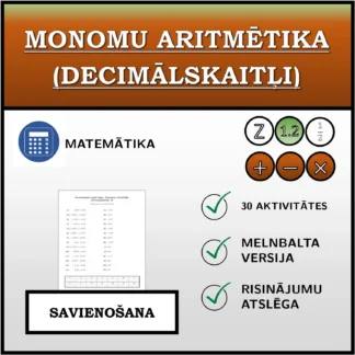 Savienošanas uzdevums: Monomu aritmētika (decimālskaitļi)