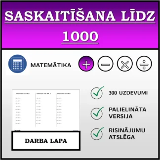 Darba lapa: Saskaitīšana līdz 1000