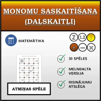 Atmiņas spēle: Monomu saskaitīšana (daļskaitļi)