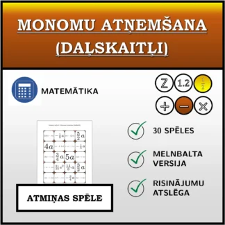 Atmiņas spēle: Monomu atņemšana (daļskaitļi)