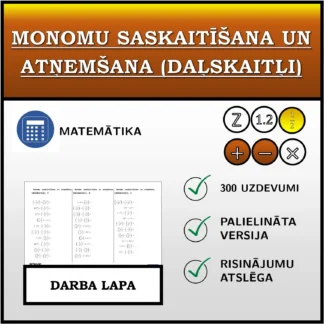 Darba lapa: Monomu saskaitīšana un atņemšana (daļskaitļi)