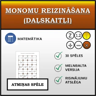 Atmiņas spēle: Monomu reizināšana (daļskaitļi)