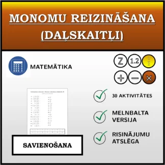 Savienošanas uzdevums: Monomu reizināšana (daļskaitļi)