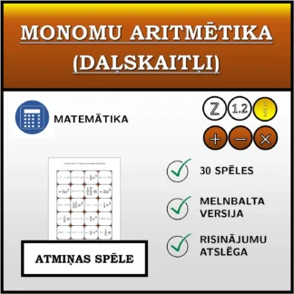 Atmiņas spēle: Monomu aritmētika (daļskaitļi)
