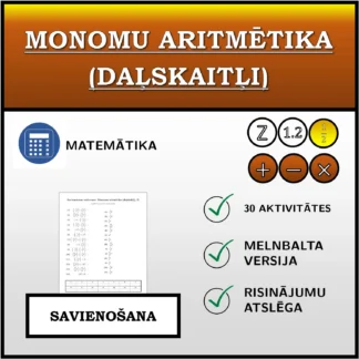 Savienošanas uzdevums: Monomu aritmētika (daļskaitļi)