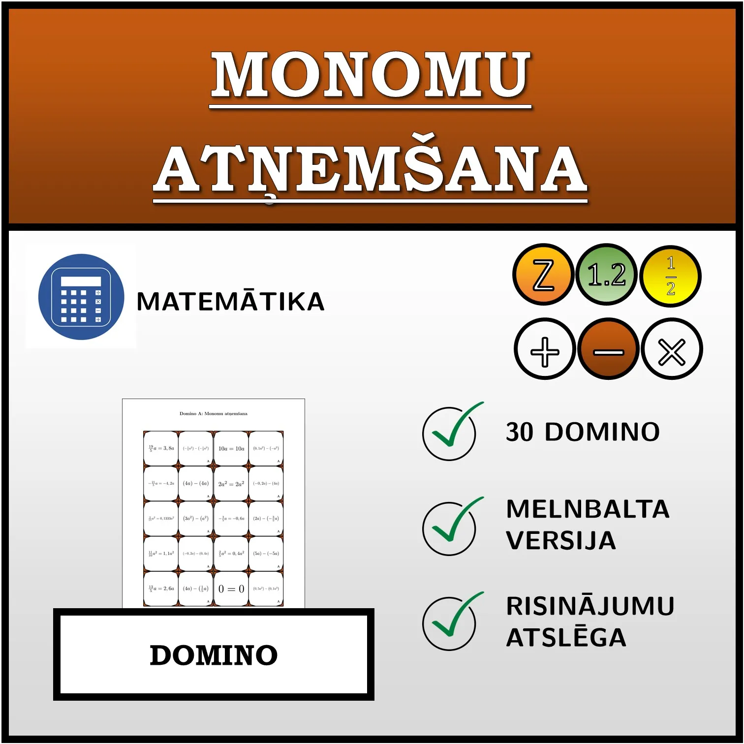 Domino: Monomu atņemšana