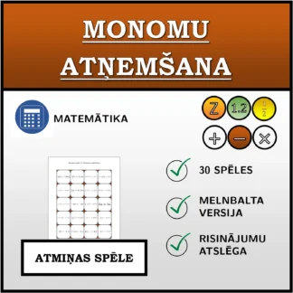 Atmiņas spēle: Monomu atņemšana