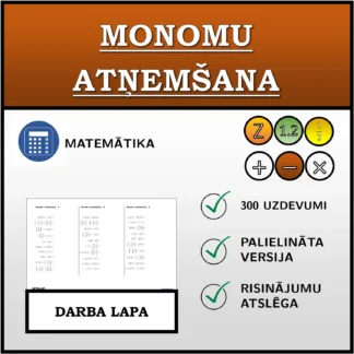 Darba lapa: Monomu atņemšana