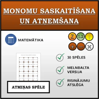 Atmiņas spēle: Monomu saskaitīšana un atņemšana