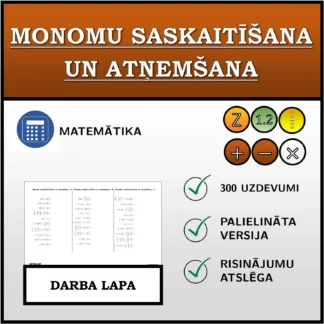 Darba lapa: Monomu saskaitīšana un atņemšana