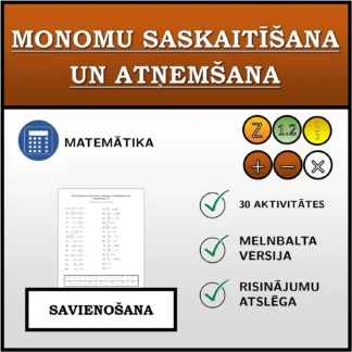 Savienošanas uzdevums: Monomu saskaitīšana un atņemšana