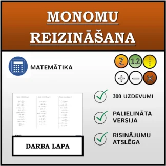 Darba lapa: Monomu reizināšana
