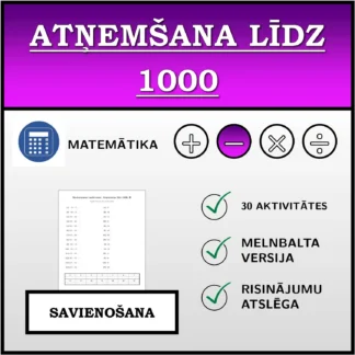 Savienošanas uzdevums: Atņemšana līdz 1000