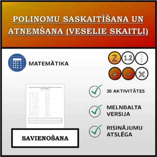 Savienošanas uzdevums: Polinomu saskaitīšana un atņemšana (veselie skaitļi)