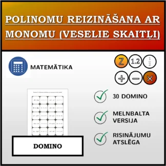 Domino: Polinomu reizināšana ar monomu (veselie skaitļi)