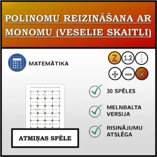 Atmiņas spēle: Polinomu reizināšana ar monomu (veselie skaitļi)