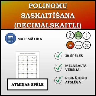 Atmiņas spēle: Polinomu saskaitīšana (decimālskaitļi)