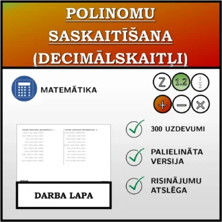 Darba lapa: Polinomu saskaitīšana (decimālskaitļi)