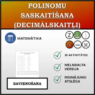 Savienošanas uzdevums: Polinomu saskaitīšana (decimālskaitļi)