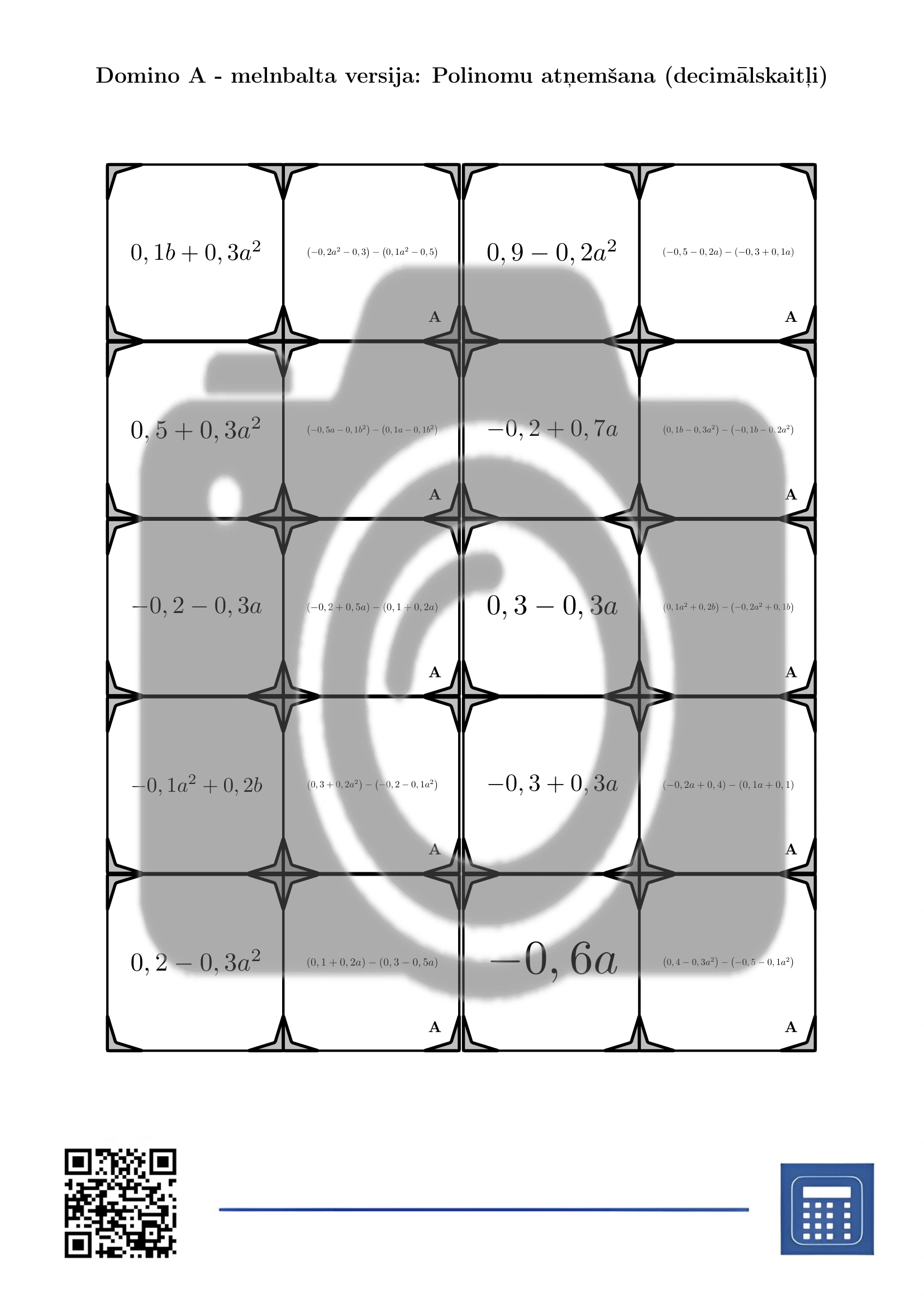Domino: Polinomu atņemšana (decimālskaitļi) - Image 3