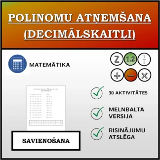 Savienošanas uzdevums: Polinomu atņemšana (decimālskaitļi)