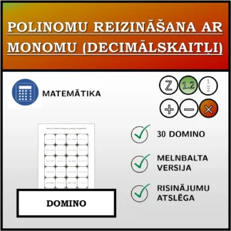 Domino: Polinomu reizināšana ar monomu (decimālskaitļi)