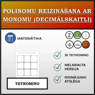 Tetromino: Polinomu reizināšana ar monomu (decimālskaitļi)